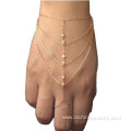 Gold Plated Rhinestone Claw Chain Bracelet Connected Rings